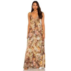 L'AGENCE Sachi Empire Multi Tie Dye Cloud Print Maxi Dress in Medium